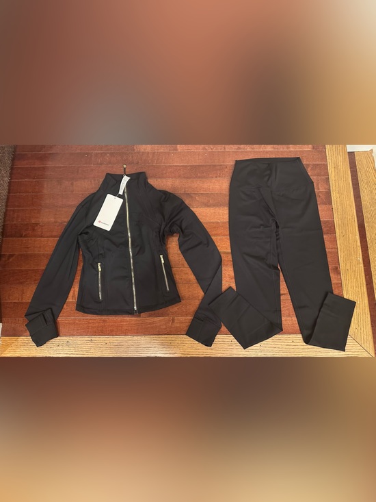 lululemon athletica Pants - lululemon athletica Black Zip Jacket and High-Rise Leggings Set with Gold Accent